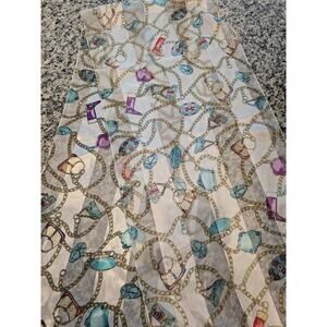 Vintage 1990s Womens Semi Sheer Scarf Fashion Theme Chain Boots Purse Hat